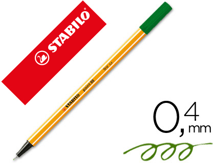 ROTULADOR STABILO PUNTA DE FIB RA POINT 88 VERDE OLIVA PUNTA FINA 0,4MM