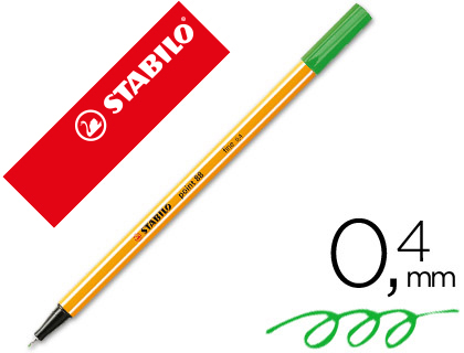 ROTULADOR STABILO PUNTA DE FIB RA POINT 88 VERDE PINO PUNTA FINA 0,4MM