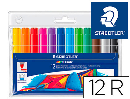ROTULADOR STAEDTLER COLOR JUMBO TRAZO 3 MM ESTUCHE DE 12 UNIDADES COLORES SURTIDOS