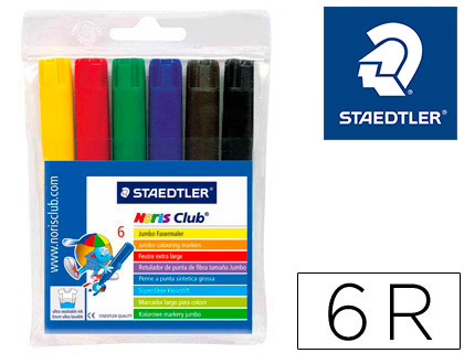 ROTULADOR STAEDTLER COLOR JUMBO TRAZO 3 MM ESTUCHE DE 6 UNIDADES COLORES SURTIDOS