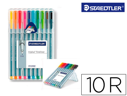 ROTULADOR STAEDTLER TRIPLUS FINELINER 334 ESTUCHE DE 10 UNIDADES COLORES SURTIDOS