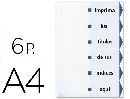SEPARADOR DE CARTULINA AVERY IMPRIMIBLE 6 SEPARADORES DIN A4