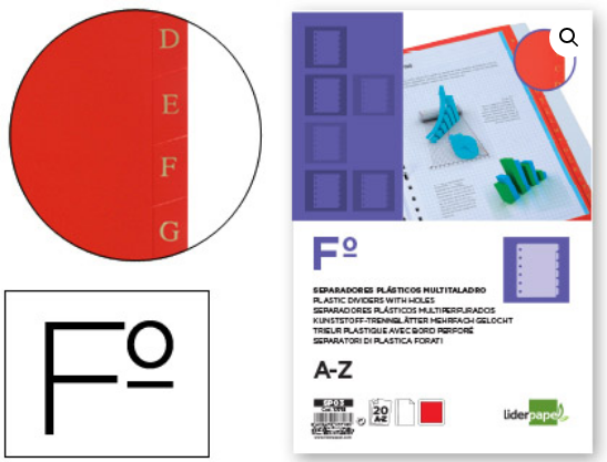 SEPARADOR LIDERPAPEL PLASTICO ALFABETICO A-Z FOLIO 16 TALADROS JUEGO