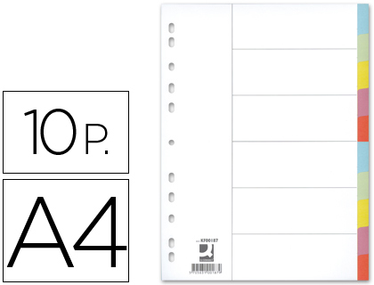 SEPARADOR Q-CONNECT CARTULINA JUEGO DE 10 SEPARADORES DIN A4MULTITALADRO