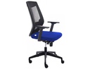 [908-3] SILLA ROCADA DE OFICINA CON BRAZOS TAPIZADA EN TELA IGNIFUGA AZUL Y RESPALDO EN POLIMERO NEGRO