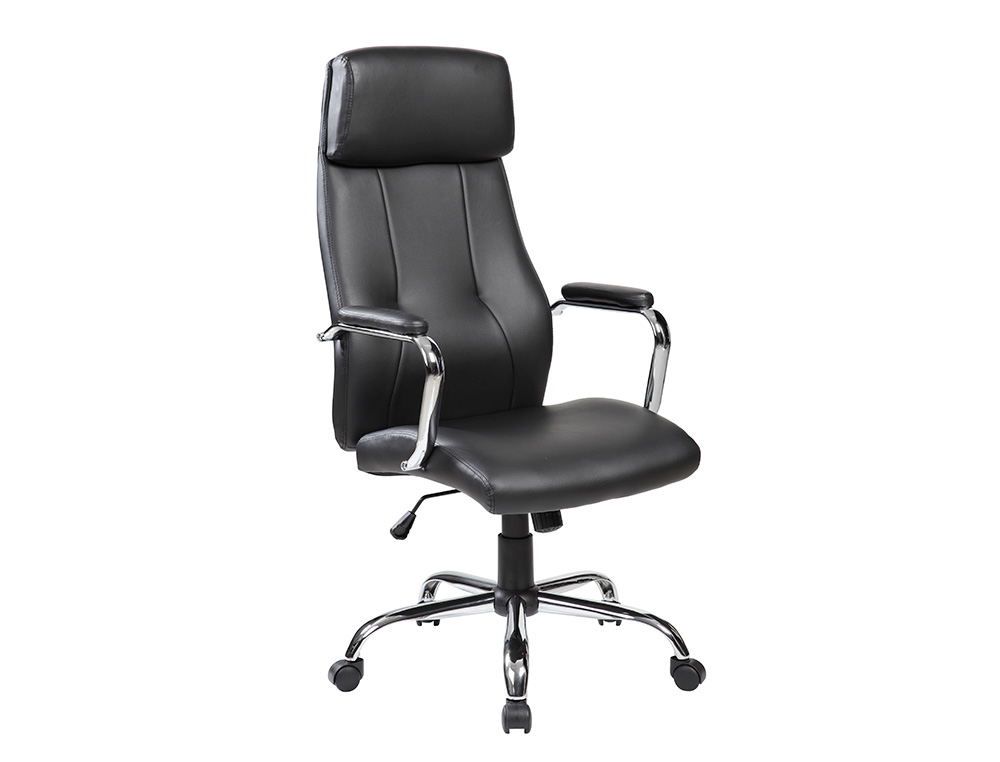 SILLA ROCADA DIRECCION SIMIL PIEL CON BRAZOS METALICOS SISTEMA BASCULANTE 1180X530 MM