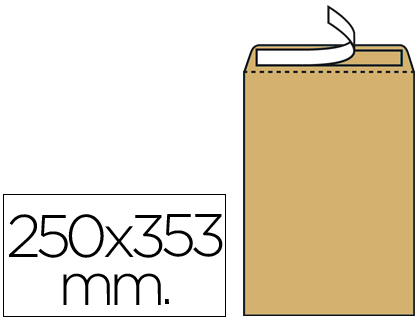 SOBRE LIDERPAPEL BOLSA N.11 KRAFT FOLIO PROLONGADO 250X353MM TIRA DE SILICONA CAJA DE 250 UNIDADES