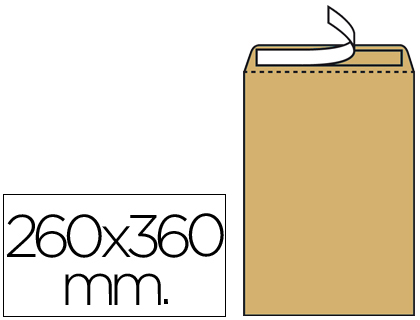 SOBRE LIDERPAPEL BOLSA N.12 KRAFT FOLIO ESPECIAL 260X360MM TIRA DE SILICONA CAJA DE 250 UNIDADES