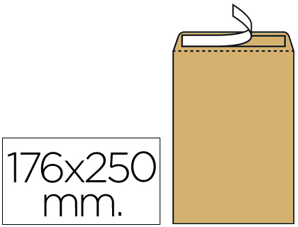 SOBRE LIDERPAPEL BOLSA N.14 KRAFT B5 176X250 MM TIRA DE SILICONA CAJA DE 500 UNIDADES