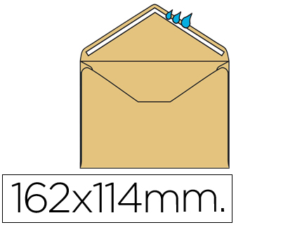 SOBRE LIDERPAPEL N.23 CREMA C6 114X162 MM ENGOMADO SOLAPA DE PICO CAJA DE 500 UNIDADES