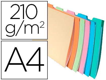 SUBCARPETA CARTULINA EXACOMPTA DIN A4 APAISADA PESTAÑA LATERAL 6 COLORES SURTIDOS