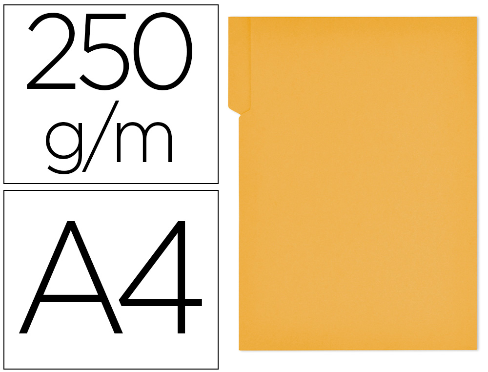 SUBCARPETA CARTULINA GIO DIN A4 PESTAÑA DERECHA 250 G/M2 AMARILLO