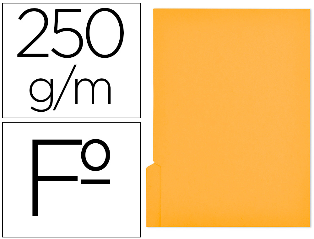 SUBCARPETA CARTULINA GIO FOLIO PESTAÑA IZQUIERDA 250 G/M2 AMARILLO