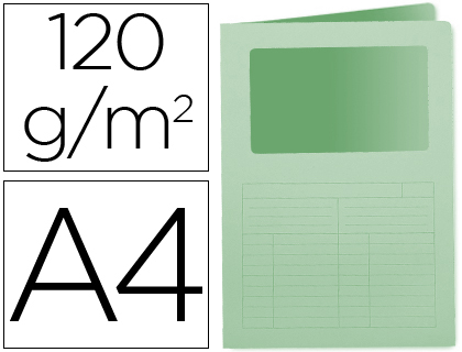SUBCARPETA CARTULINA Q-CONNECT DIN A4 VERDE CON VENTANA TRANSPARENTE 120 GR
