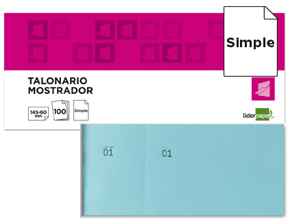 TALONARIO LIDERPAPEL MOSTRADOR 60X145 MM TL03 CELESTE CON MATRIZ