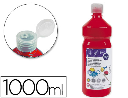 TEMPERA LIQUIDA LIDERPAPEL ESCOLAR 1000 ML ROJO ESCARLATA