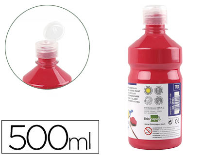 TEMPERA LIQUIDA LIDERPAPEL ESCOLAR 500 ML ROJO ESCARLATA