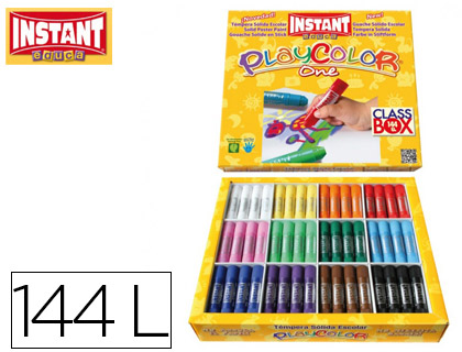 TEMPERA SOLIDA EN BARRA PLAYCOLOR ESCOLAR CAJA DE 144UNIDADES 12 COLORES SURTIDOS