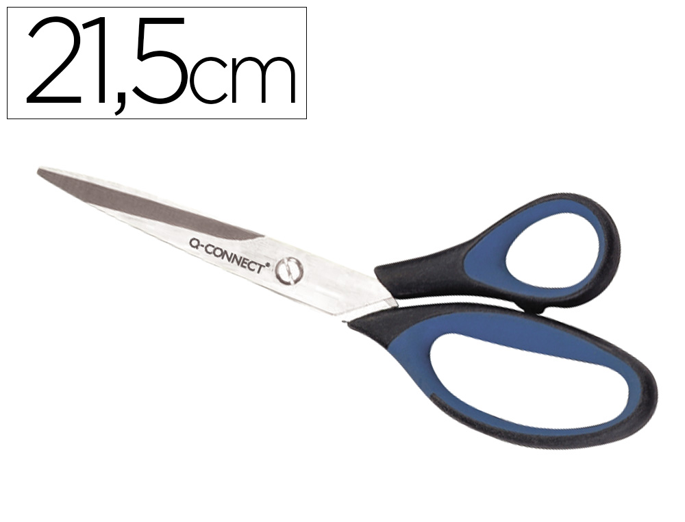 TIJERA OFICINA Q-CONNECT MANGO CAUCHO 8\" 21'5 CM BLISTER DE SEGURIDAD