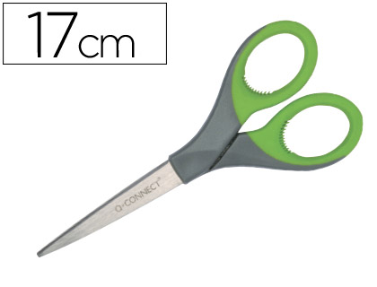 TIJERA Q-CONNECT MANGO CAUCHO 7\" 17 CM BLISTER