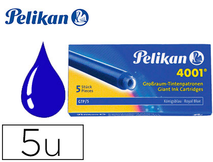 TINTA ESTILOGRAFICA PELIKAN GTP/5 AZUL REAL CAJA DE 5 CARTUCHOS