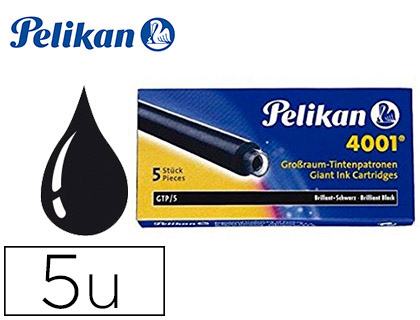 TINTA ESTILOGRAFICA PELIKAN GTP/5 NEGRO CAJA DE 5 CARTUCHOS