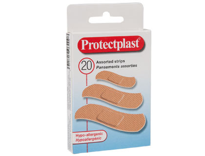 TIRA PROTECTORA PROTECPLAST FLEXIBLES PARA HERIDAS Y CORTES PACK DE 20 UNIDADES TRES TAMAÑOS SURTIDOS