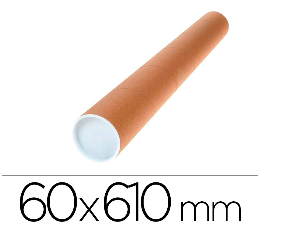 TUBO DE CARTON Q-CONNECT PORTADOCUMENTOS CARTONCILLO ENCOLADO RECICLADO 1,8 MM CON 2 TAPAS DE PLASTICO 60X640 MM
