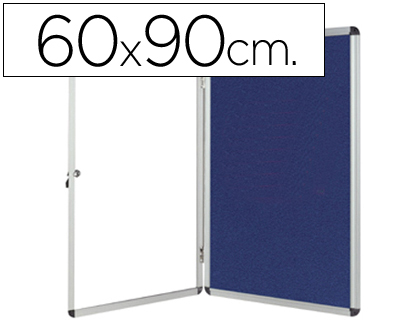 VITRINA DE ANUNCIOS Q-CONNECT MURAL PEQUEÃ‘A FIELTRO AZUL CON PUERTA Y MARCO CON CERRADURA 72X98 CM