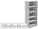 [1101AN02V24] ARMARIO ROCADA CON CUATRO ESTANTES SERIE STORE 195X90X45 CM ACABADO GRIS AN02