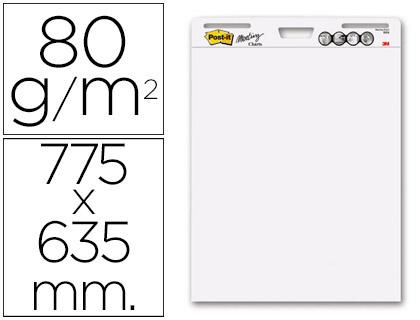 BLOC CONGRESO POST-IT LISO 775X635 MM 30 HOJAS 80G/M2 PACK 2+1 GRATIS