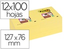 [70005197903] BLOC DE NOTAS ADHESIVAS QUITA Y PON POST-IT SUPER STICKY 76X127 MM CON 12 BLOC AMARILLO CANARIO