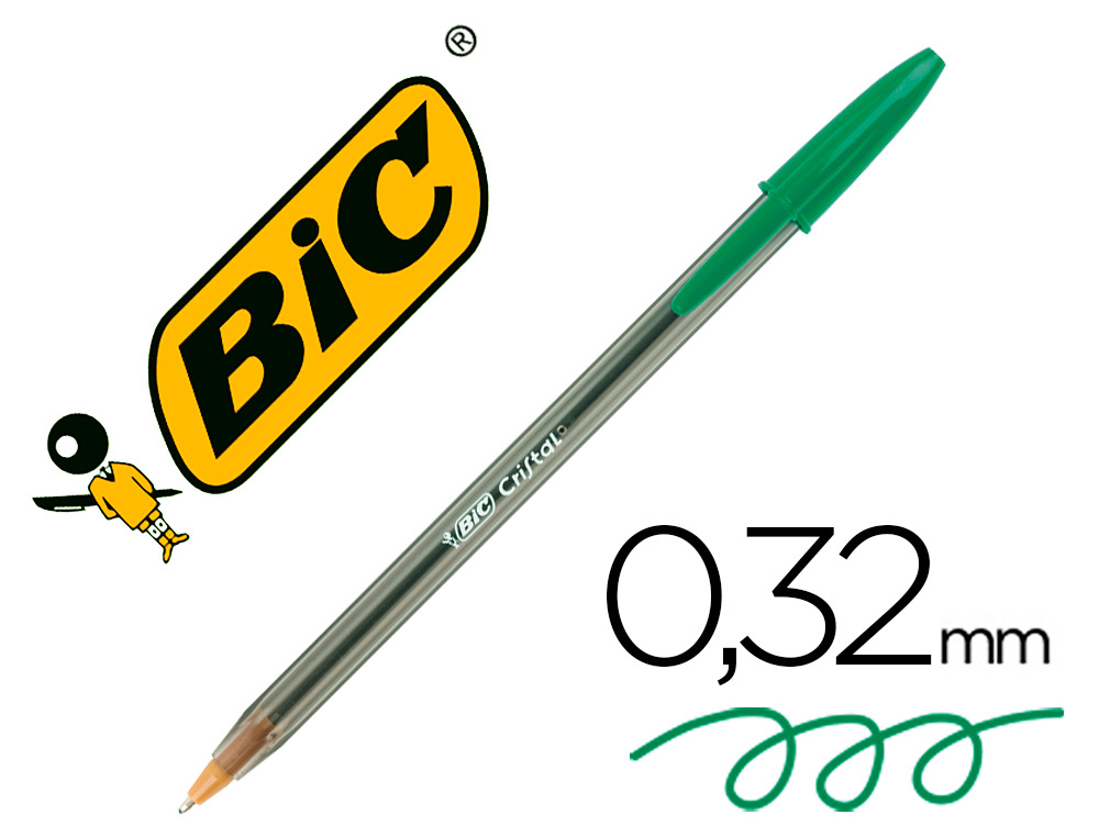 BOLIGRAFO BIC CRISTAL ORIGINAL TINTA VERDE UNIDAD