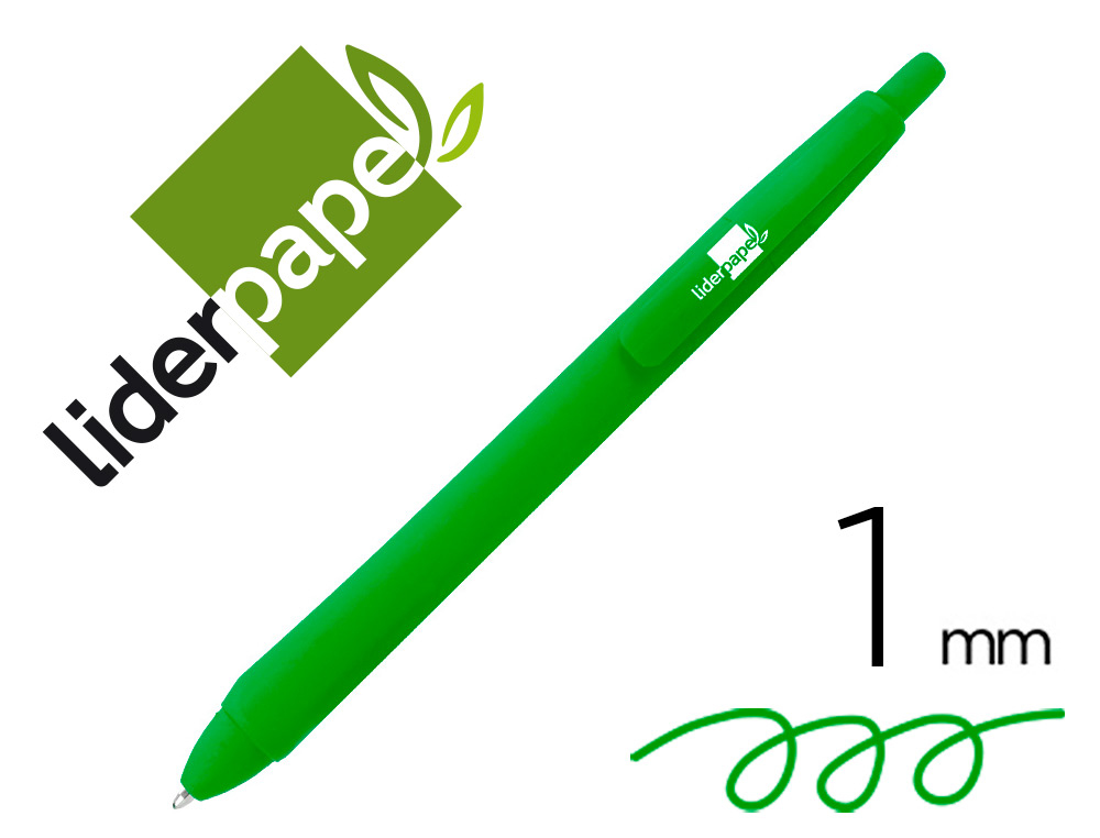 BOLIGRAFO LIDERPAPEL GUMMY TOUCH RETRACTIL 1,0 MM TINTA VERDE