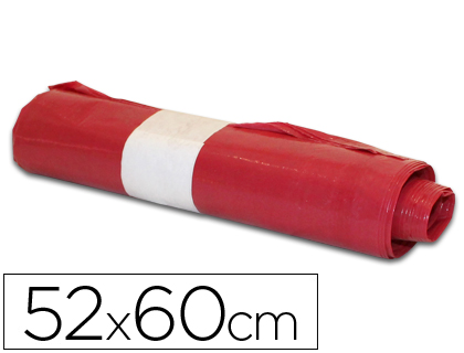 BOLSA BASURA DOMESTICA ROJA 52X60CM GALGA 70 ROLLO DE 20 UNIDADES