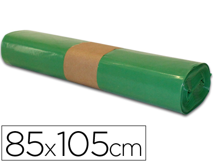 BOLSA BASURA INDUSTRIAL VERDE 85X105CM GALGA 110 ROLLO DE 10 UNIDADES