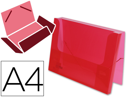 CARPETA LIDERPAPEL PORTADOCUMENTOS GOMAS 36930 POLIPROPILENO DIN A4 ROJO TRANSLUCIDO LOMO 25 MM