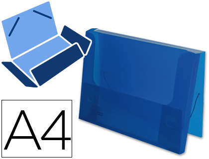CARPETA LIDERPAPEL PORTADOCUMENTOS GOMAS 36932 POLIPROPILENO DIN A4 AZUL TRANSLUCIDO LOMO 25 MM