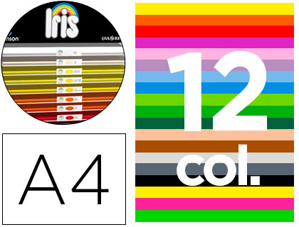 CARTULINA GUARRO DIN A4 185 GR CONTENIDO \"B\" 100 HOJAS X 12 COLORES