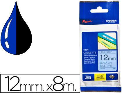 CINTA BROTHER TZE531 AZUL-NEGRO 12MM LONGITUD 8 MT
