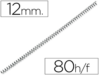 ESPIRAL METALICO YOSAN NEGRO PASO 64 5:1 12 MM CALIBRE 1,00 MM