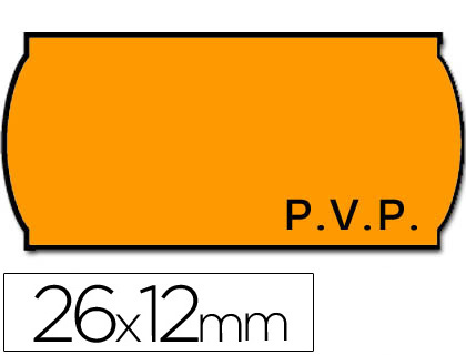 ETIQUETAS METO ONDULADAS 26 X 12 MM PVP FN. ADH 2 -FLUOR NARANJA -ROLLO 1500 ETIQUETAS