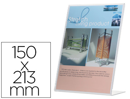 EXPOSITOR SOBREMESA Q-CONNECT CON FORMA DE L METACRILATO 150X213 MM