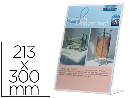 EXPOSITOR SOBREMESA Q-CONNECT CON FORMA DE L METACRILATO TAMAÑO 213X300 MM