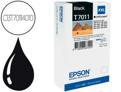 INK-JET EPSON STYLUS T7011 NEGRO XL WP-4000 4500 CAPACIDAD 3400 PAG
