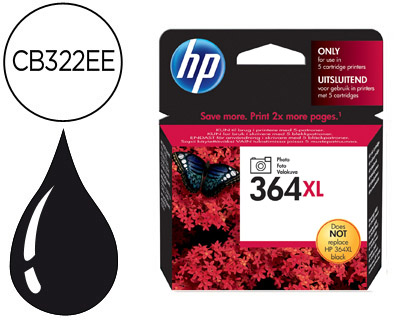 INK-JET HP 364XL NEGRO FOTO PHOTOSMART PREMIUM - C309A / SERIES C5300 / C6300 / B8500/D5400 -290 FOTOGRAFIAS-