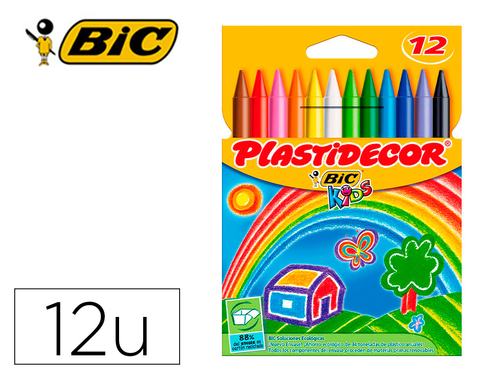 LAPICES CERA PLASTIDECOR CAJA DE 12 COLORES