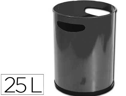 PAPELERA METALICA CON ASAS 111 NEGRA 30X25 CM