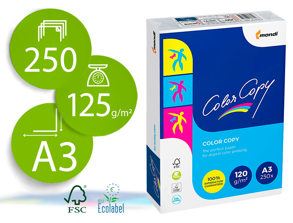 PAPEL FOTOCOPIADORA COLOR COPY DIN A3 120 GRAMOS PAQUETE DE 250 HOJAS