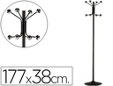 [606-N] PERCHERO METALICO PIE 8 COLGADORES COLOR NEGRO 177X38 CM